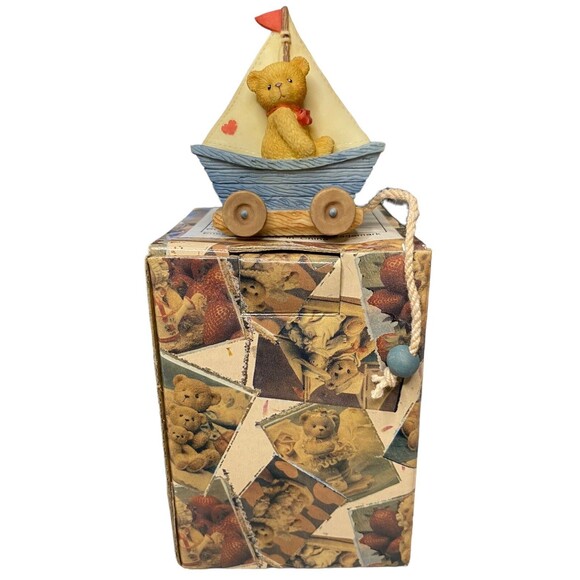 1999 Cherished Teddies Antique Sail Boat With Mini Bear Figurine NEW #537241 - Picture 2 of 10